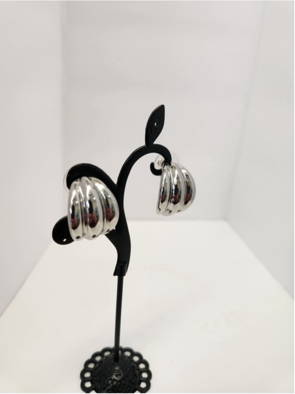 ON 34TH Silver Button Earrings - Picture 5 of 8